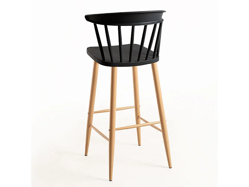 Silla de bar negra con patas de metal efecto natural Kury 77 cm