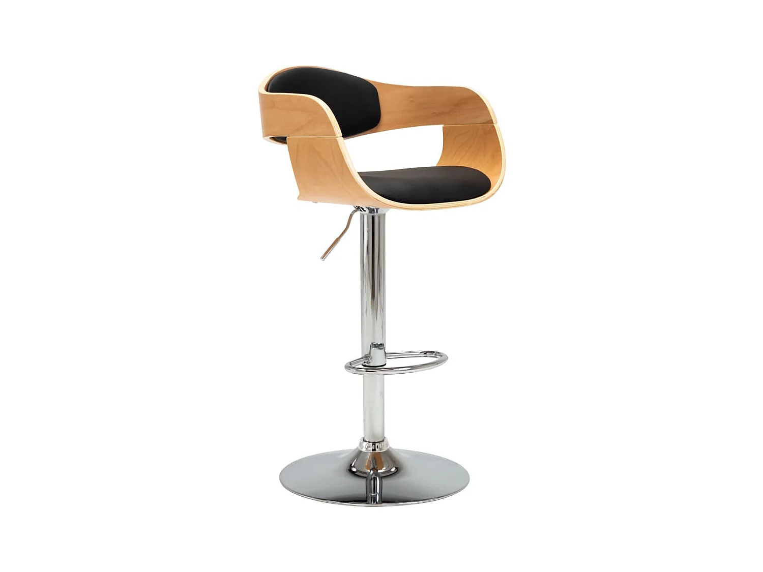 Chaise de bar Noir Bois courbé et similicuir