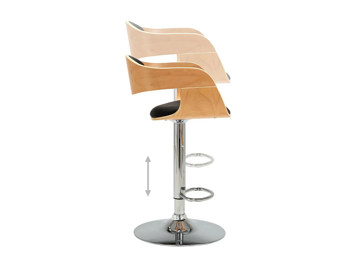 Chaise de bar Noir Bois courbé et similicuir