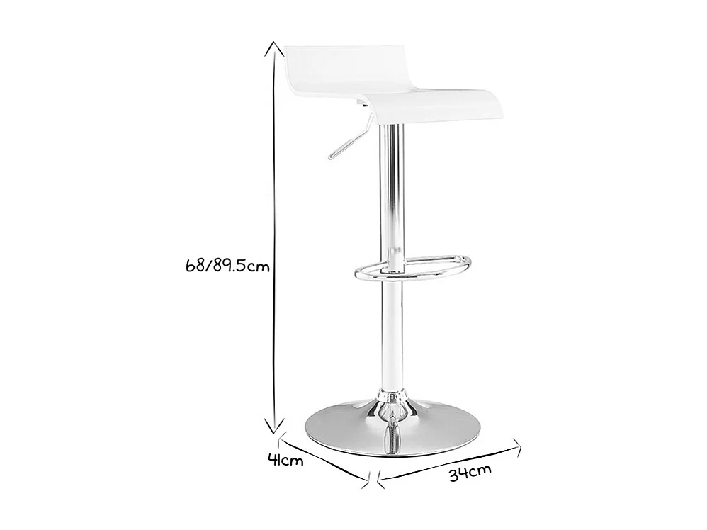 Tabourets de bar design blancs et acier chromé (lot de 2) SURF V2