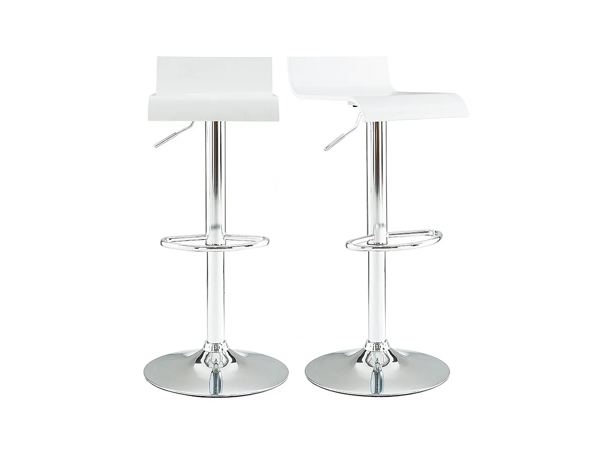 Tabourets de bar design blancs et acier chromé (lot de 2) SURF V2
