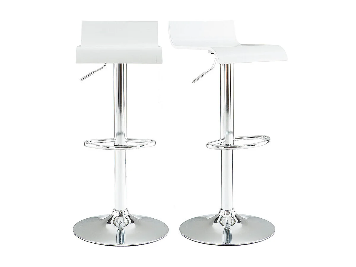 Tabourets de bar design blancs et acier chromé (lot de 2) SURF V2