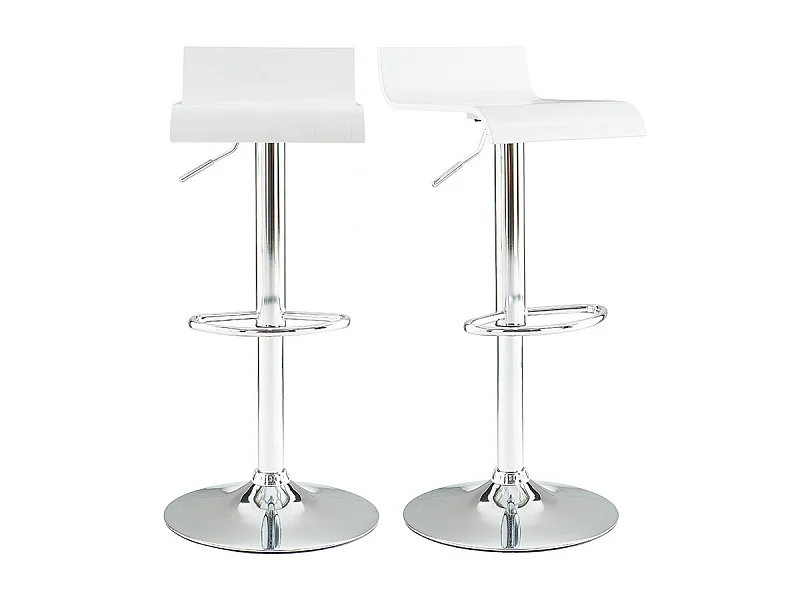 Tabourets de bar design blancs et acier chromé (lot de 2) SURF V2