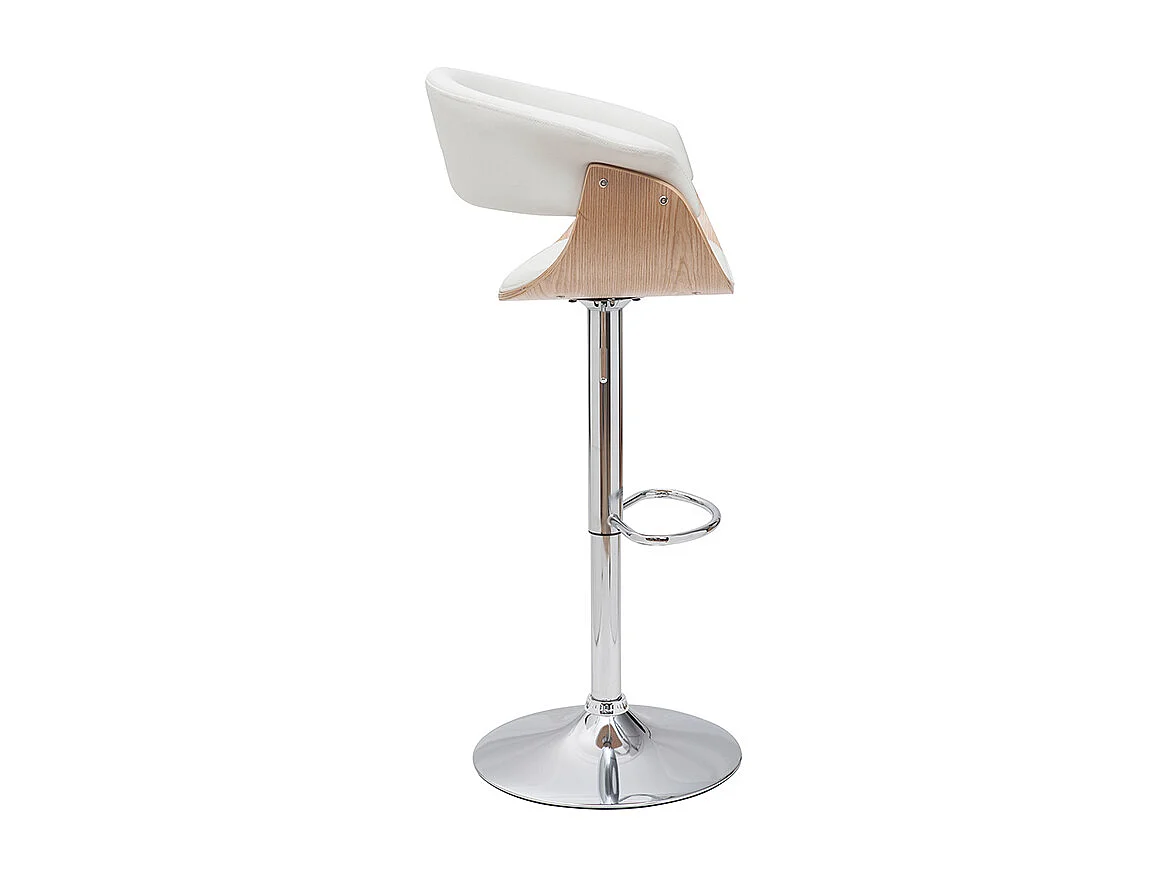 Tabouret de bar design réglable blanc et bois clair OKTAV