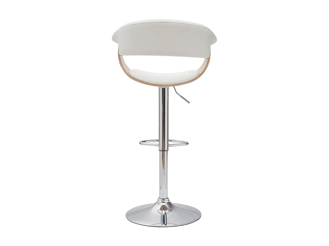 Tabouret de bar design réglable blanc et bois clair OKTAV