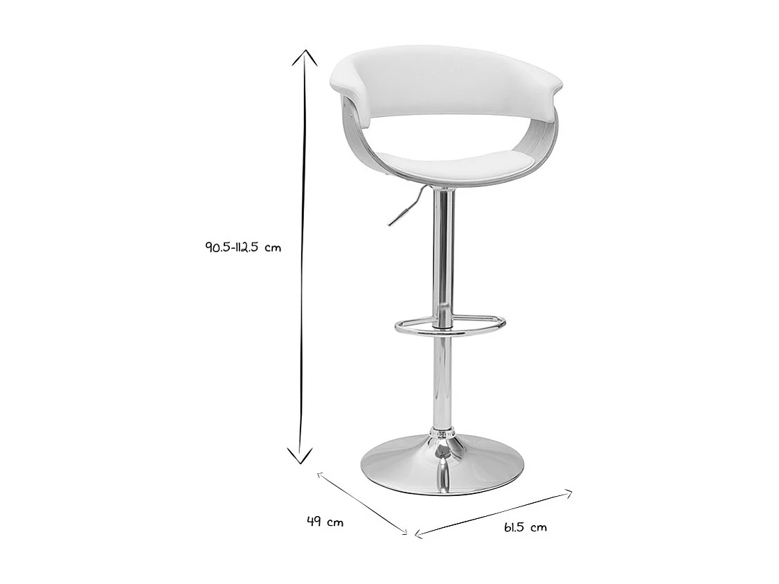 Sgabello da bar di design regolabile OKTAV bianco e legno chiaro