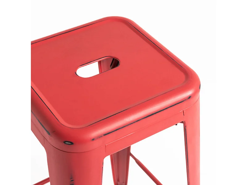 Kaufé 76cm taburete industrial vintage de acero rojo-Color Rojo