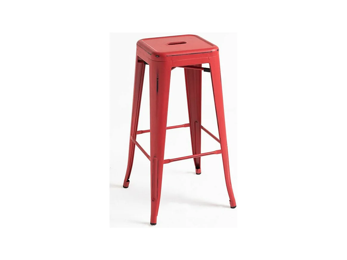 Tabouret haut industrielle acier vintage Kontoir 76cm-Couleur Rouge