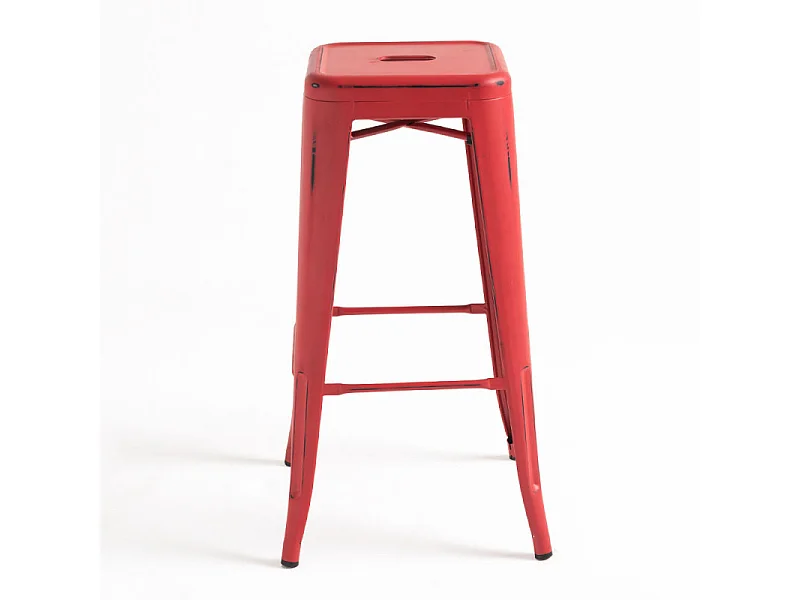 Tabouret haut industrielle acier vintage Kontoir 76cm-Couleur Rouge
