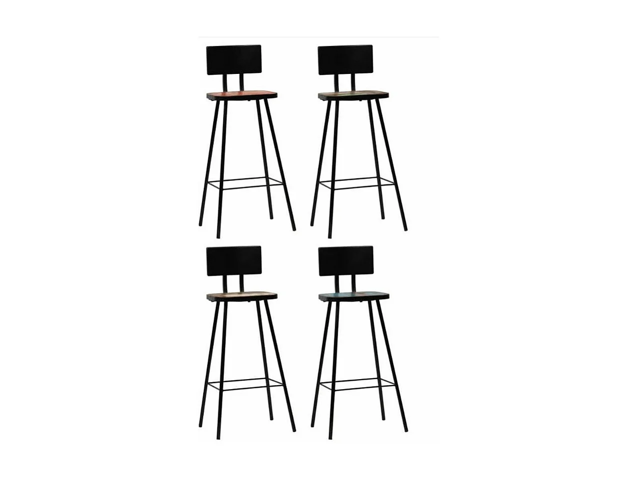 Chaise de bar bois massif et métal noir Iar - Lot de 4