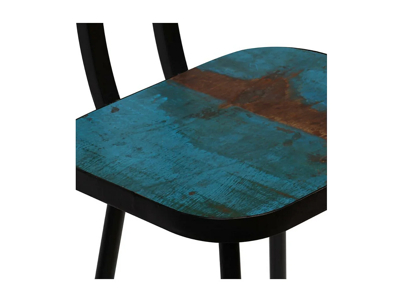 Chaise de bar bois massif et métal noir Iar - Lot de 4