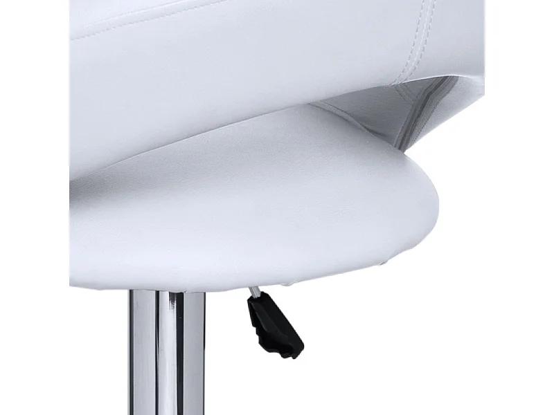 Taburete Calora cromado y polipiel blanca