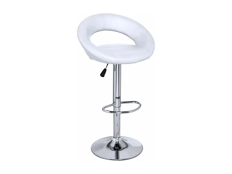 Tabouret chromé et simili cuir blanc Calora