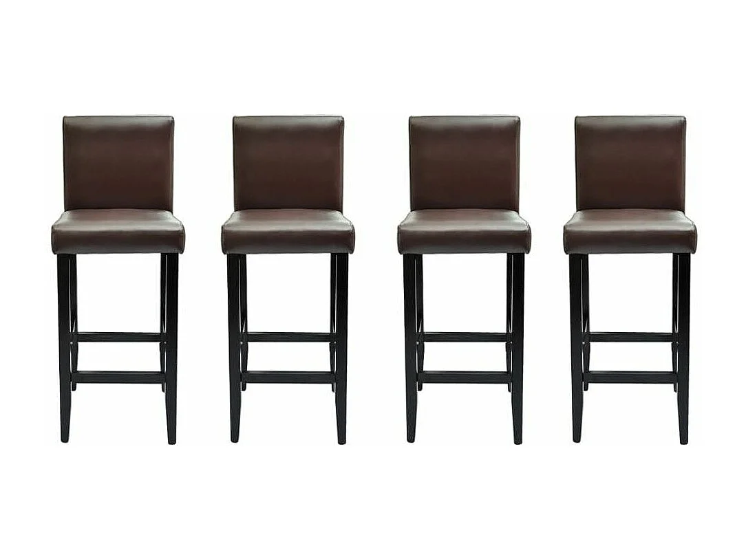 Tabourets de bar avec dossier marron Similicuir Axal - Lot de 4