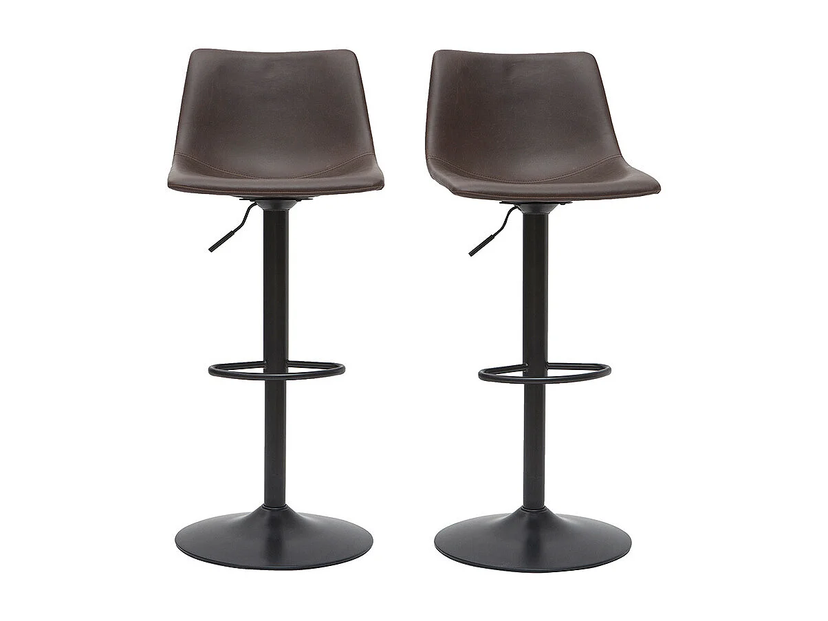 Tabourets de bar vintage réglables pivotants marron (lot de 2) NEW ROCK