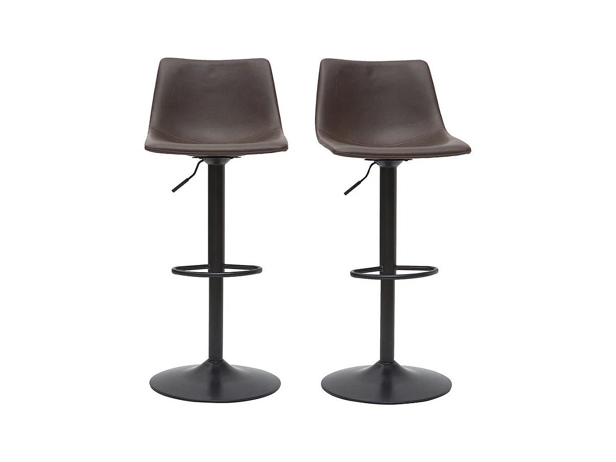 Taburete de bar vintage regulable PU marrón oscuro 61cm lote de 2 NEW ROCK