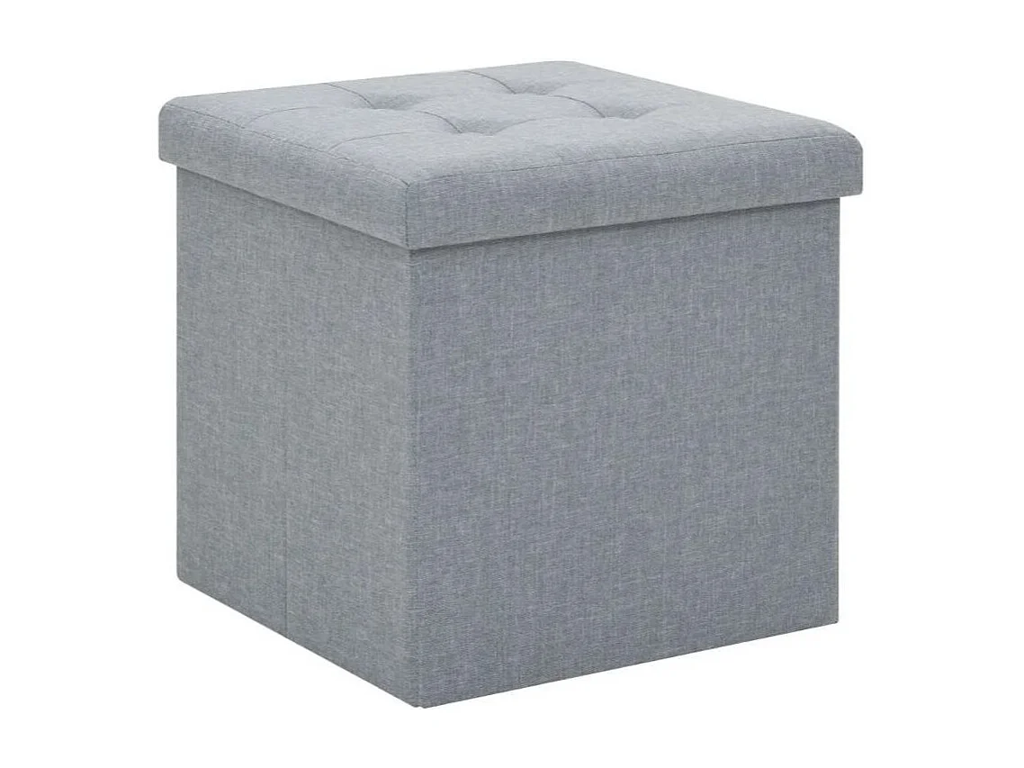 Pouf carré pliable tissu gris clair Arania - Lot de 2