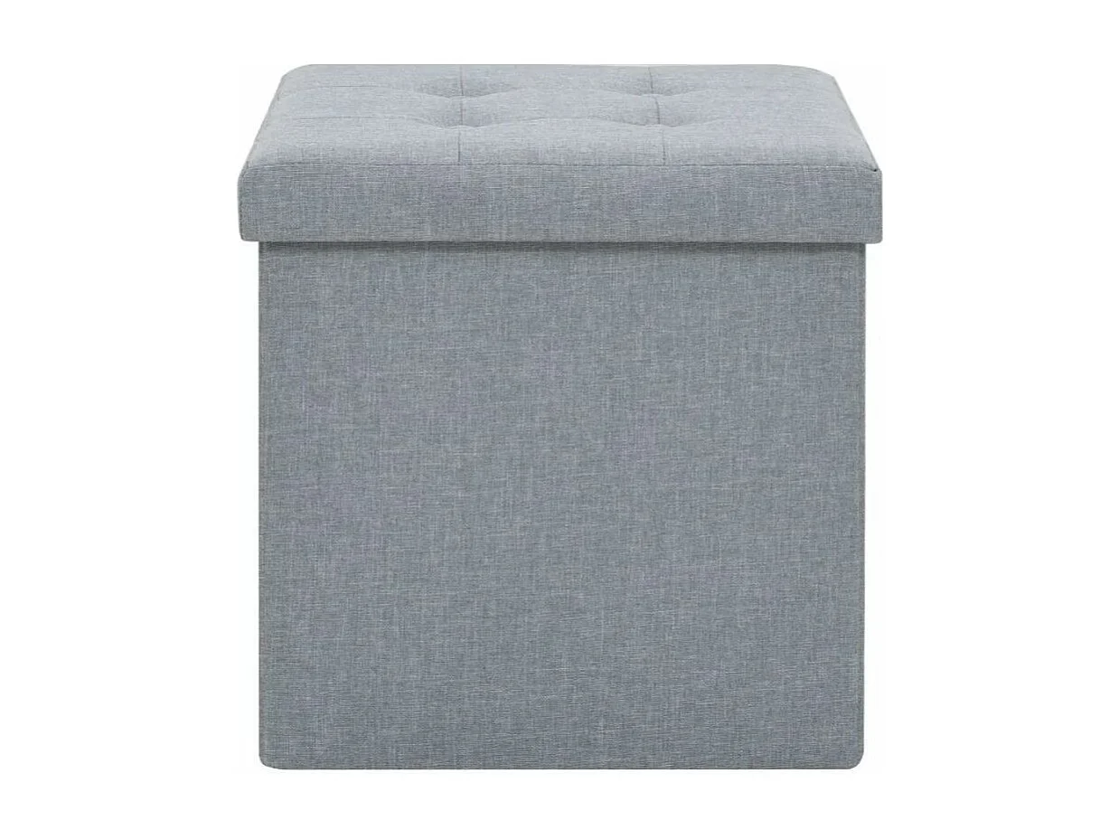 Pouf carré pliable tissu gris clair Arania - Lot de 2