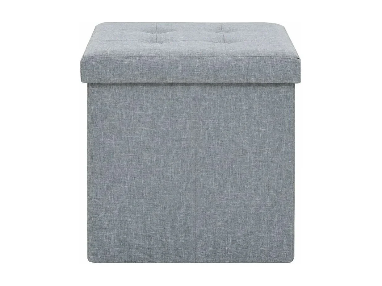 Pouf carré pliable tissu gris clair Arania - Lot de 2