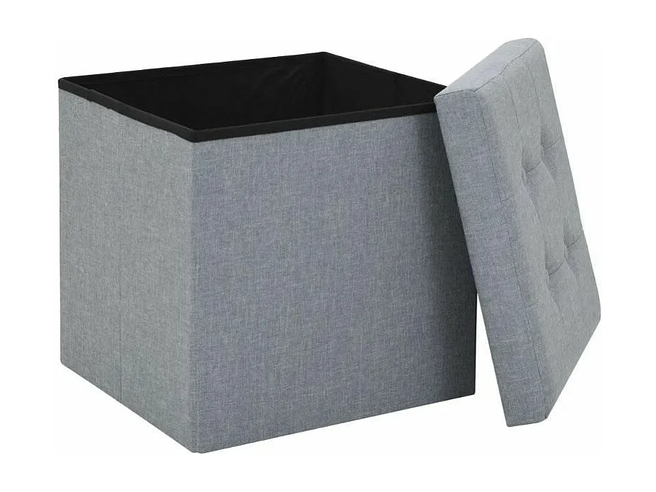 Pouf carré pliable tissu gris clair Arania - Lot de 2
