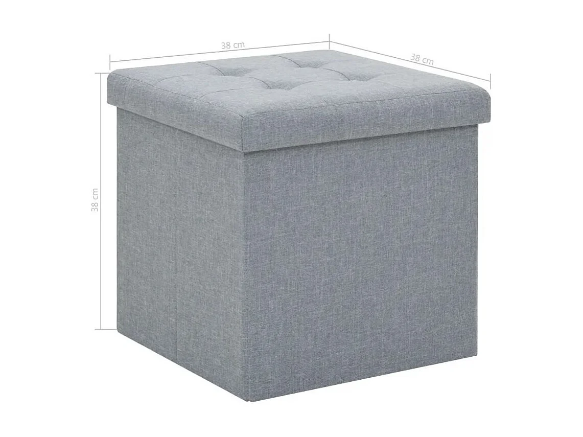 Pouf carré pliable tissu gris clair Arania - Lot de 2