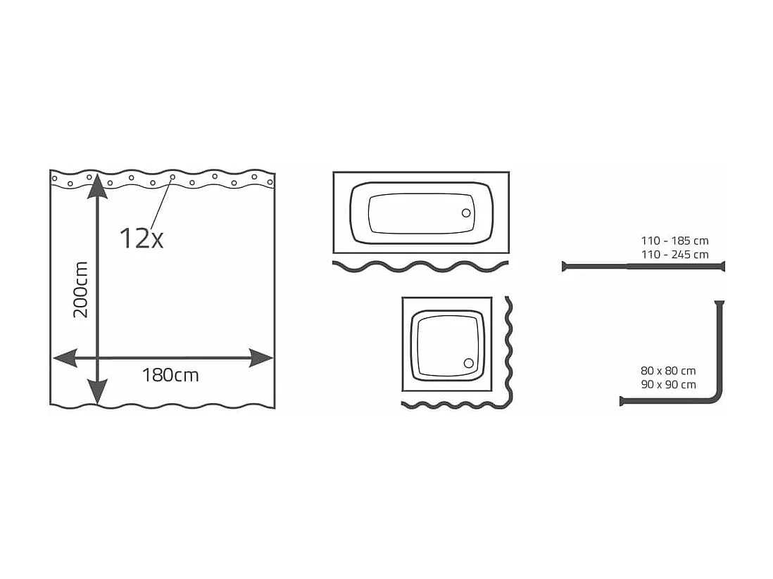 Cortina de ducha Cubes textil Azul