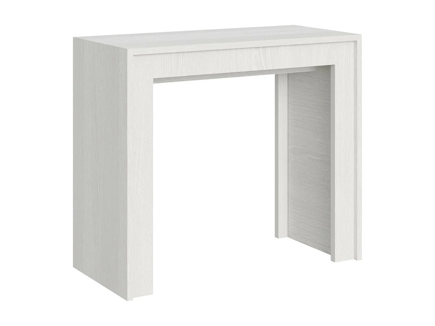 Console extensible en bois Mila-Couleur Blanc-Sur roulettes-5 rallonges