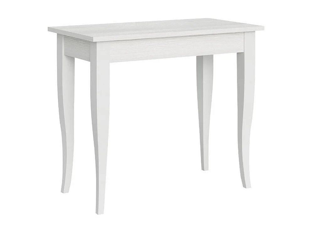 Console extensible classique en bois Kamila-Couleur Blanc-Sur roulettes-5 rallonges
