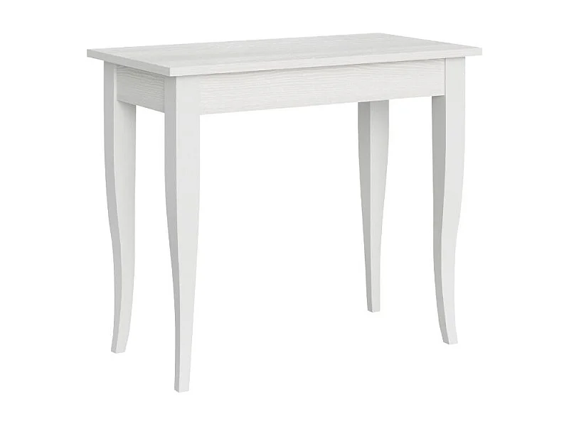 Consola clásica extensible de madera Kamila 90x48/204 o 90x48/308 cm-Color Blanco-Base y soporte con ruedas-Alargaderas 3 extensiones