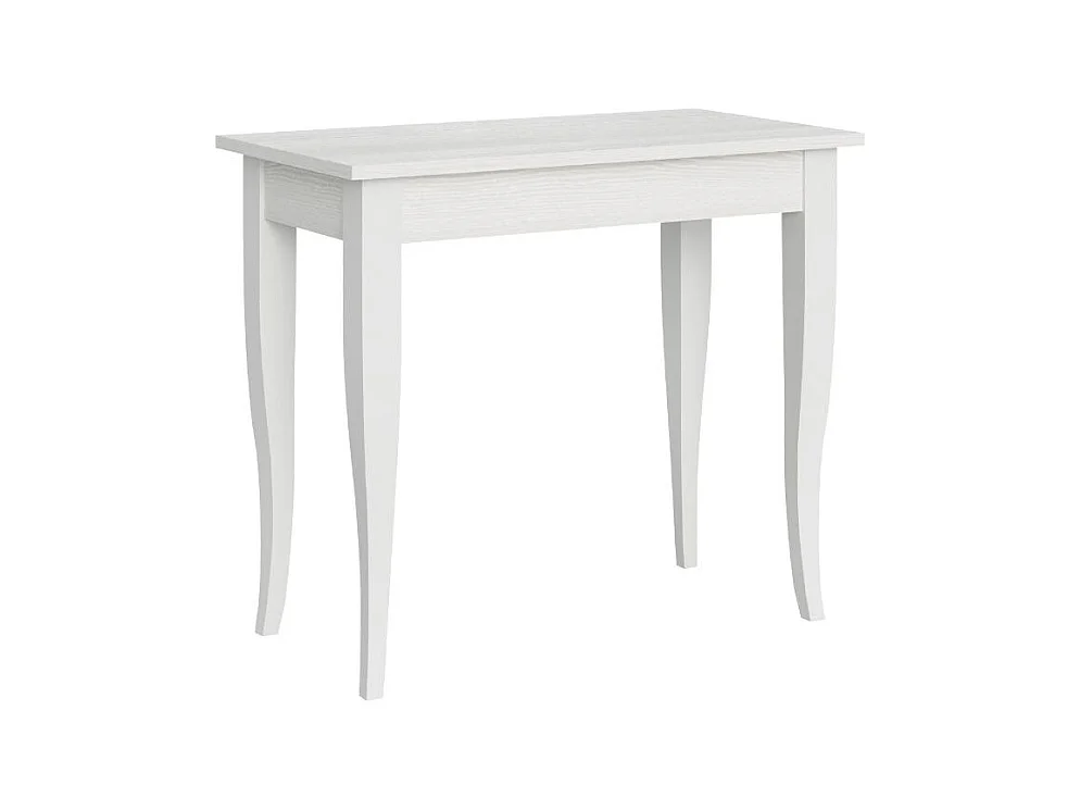 Console extensible classique en bois Kamila-Couleur Blanc-Sur roulettes-3 rallonges