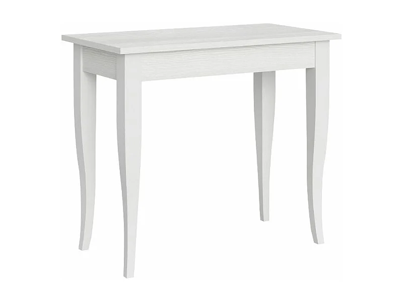 Console extensible classique en bois Kamila-Couleur Blanc-4 pieds-5 rallonges