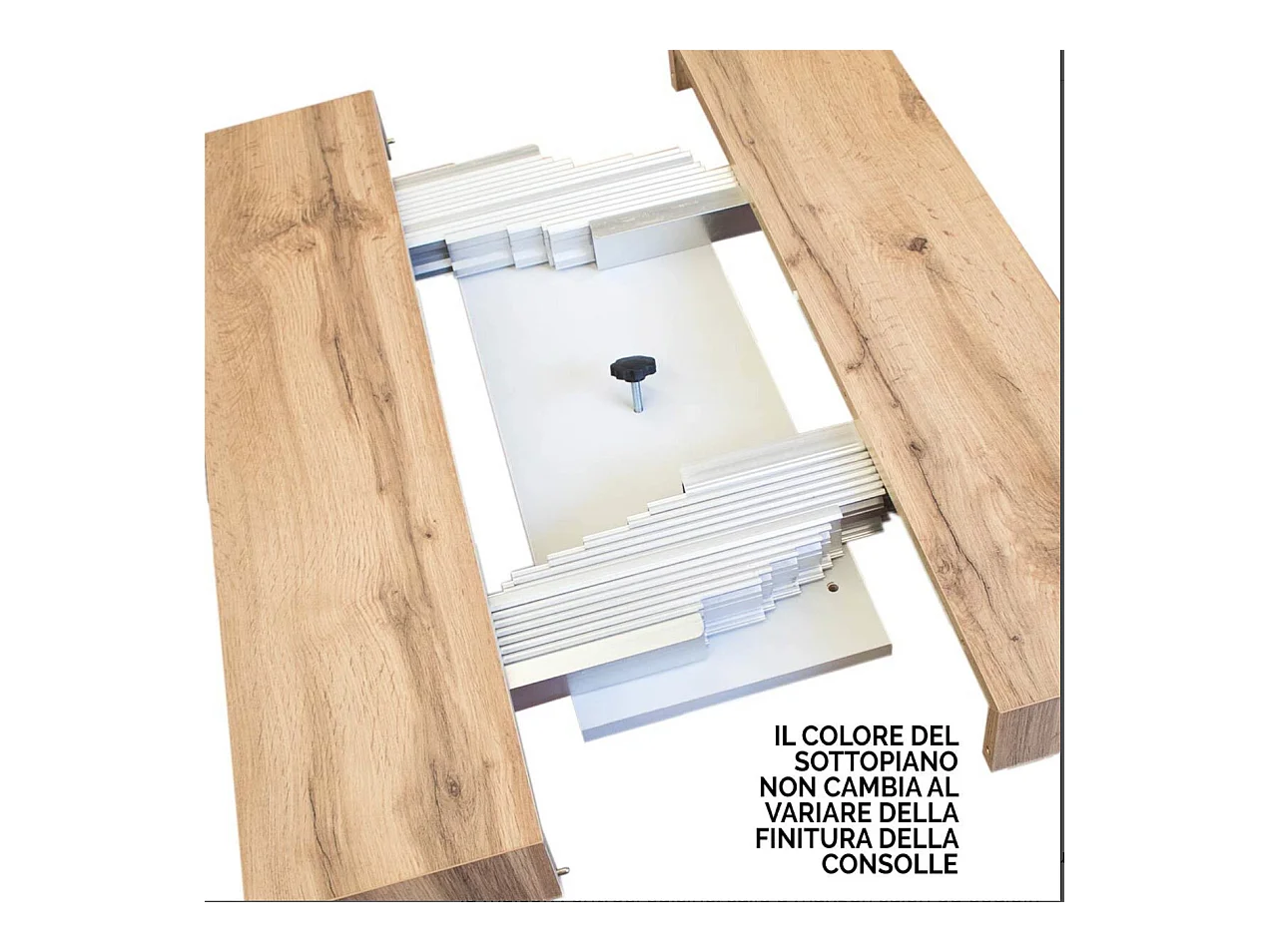 Console extensible bois et acier Tiroz-Couleur Blanc-Sur roulettes-3 rallonges fines