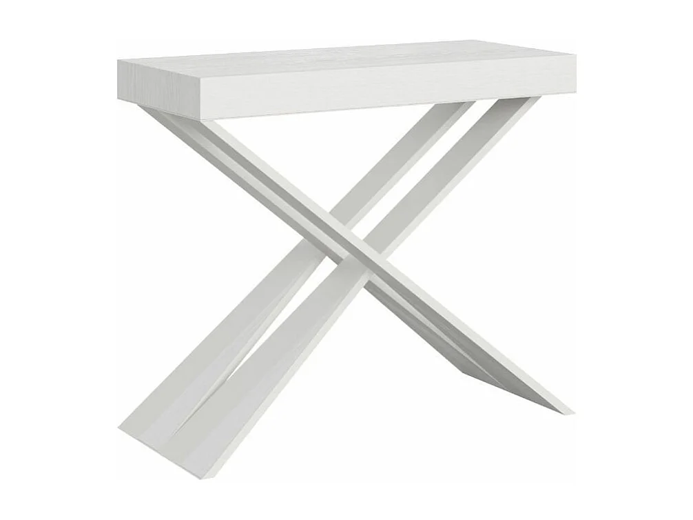 Consola extensible de diseño en madera Diago 90x40/196 o 90x40/300-Color Marrón-Base y soporte con ruedas-5 alargaderas finas