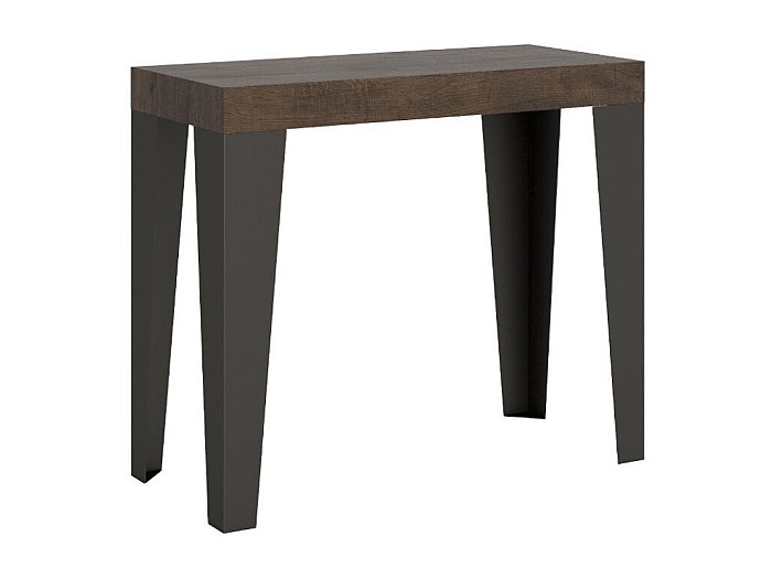 Console extensible design bois et acier mat Flavio-Couleur Marron-Pied ...
