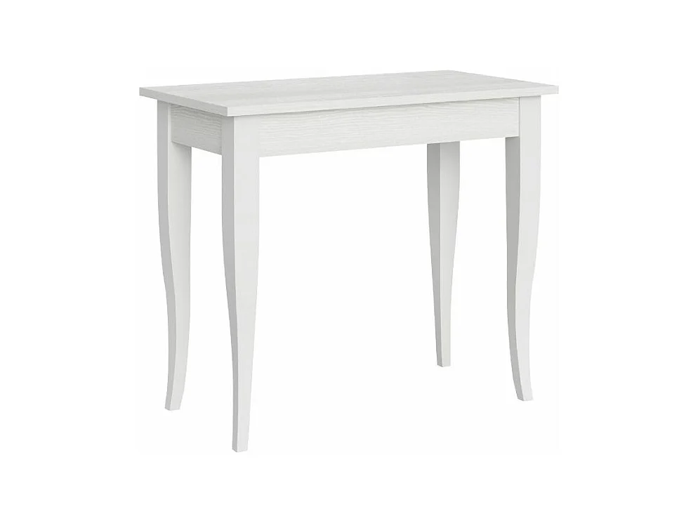 Console extensible classique en bois Kamila-Couleur Blanc-4 pieds-3 rallonges