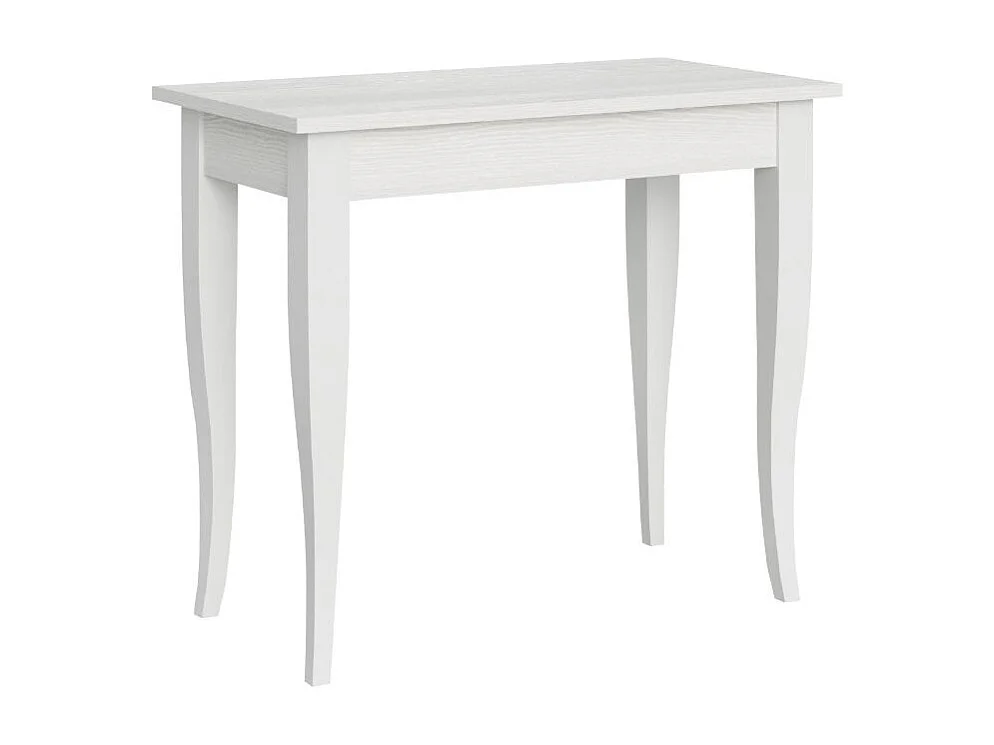 Console extensible classique en bois Kamila-Couleur Blanc-4 pieds-3 rallonges