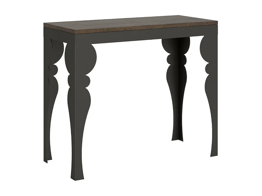 Consola vintage de 14 plazas de 40 a 306 cm Dina-Color Natural-Soporte 4 pies-Alargaderas 5 extensiones