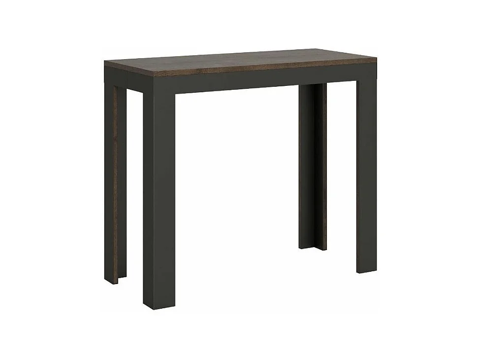 Consola extensible de madera con 4 patas antracita Liva Evolution-Color Marrón-Soporte 4 pies-Alargaderas 5 extensiones