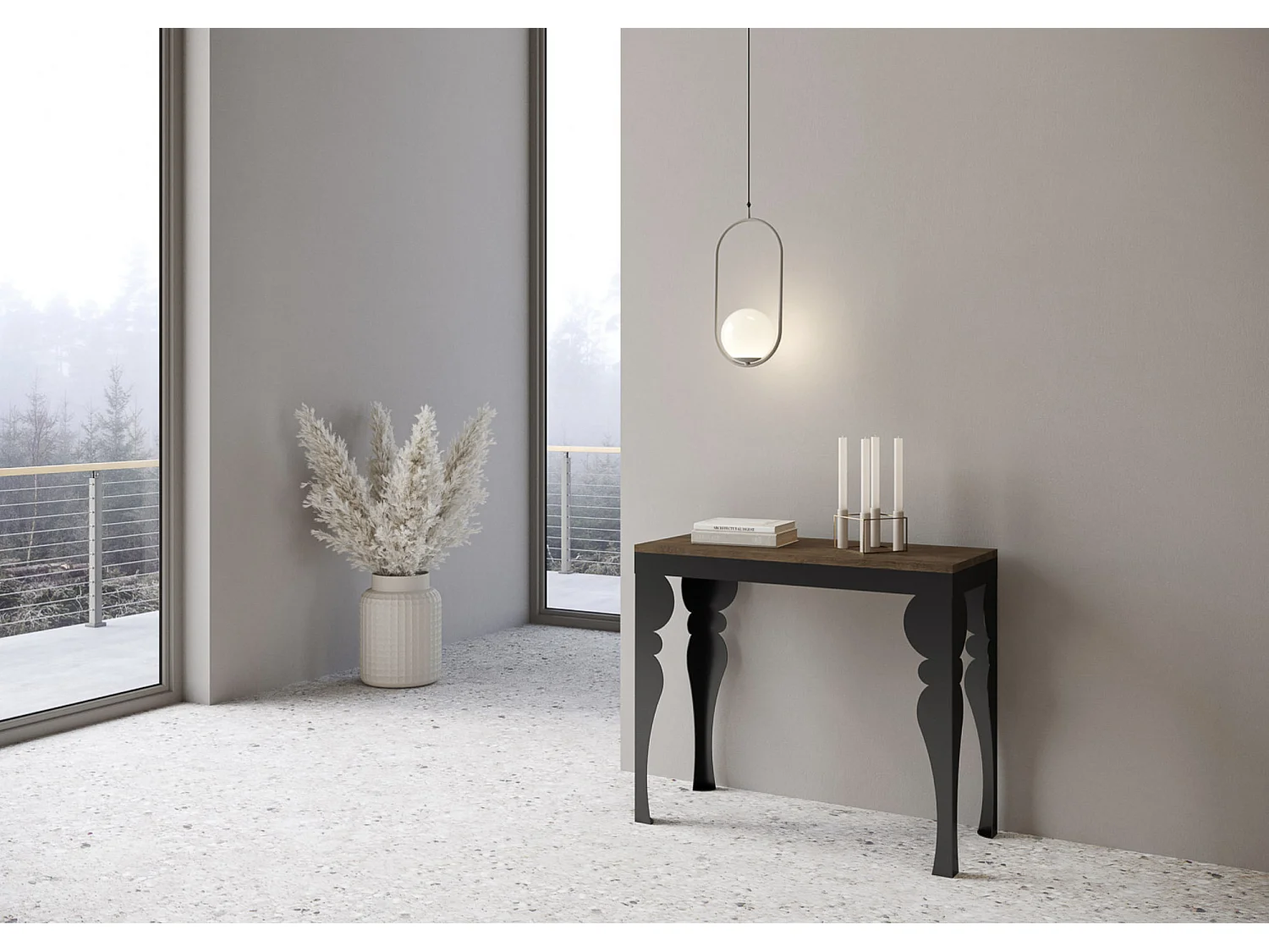 Console extensible style orientale Torza evolution-Couleur Blanc-4 pieds-3 rallonges