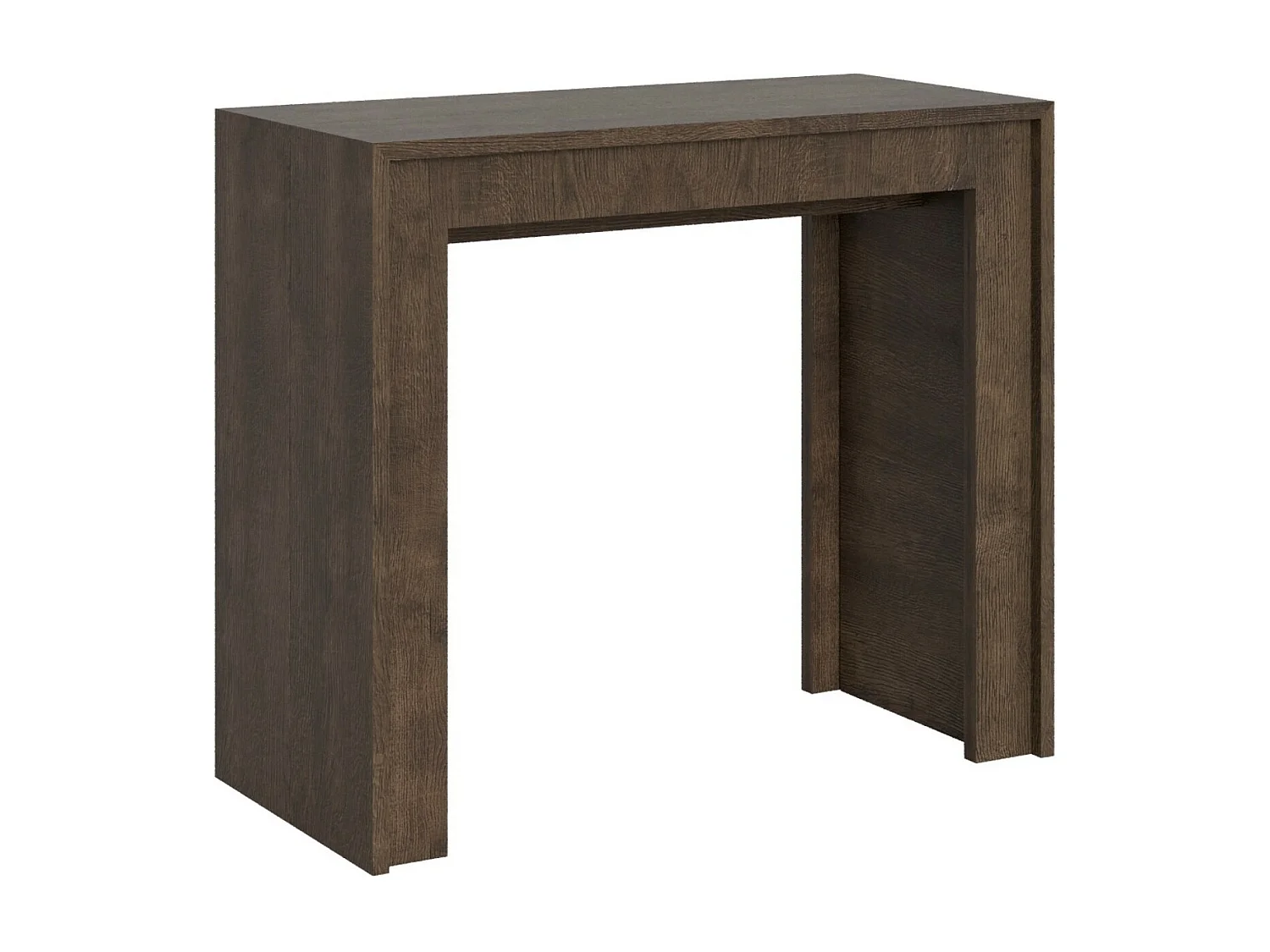 Console extensible en bois Mila-Couleur Marron-Sur roulettes-3 rallonges