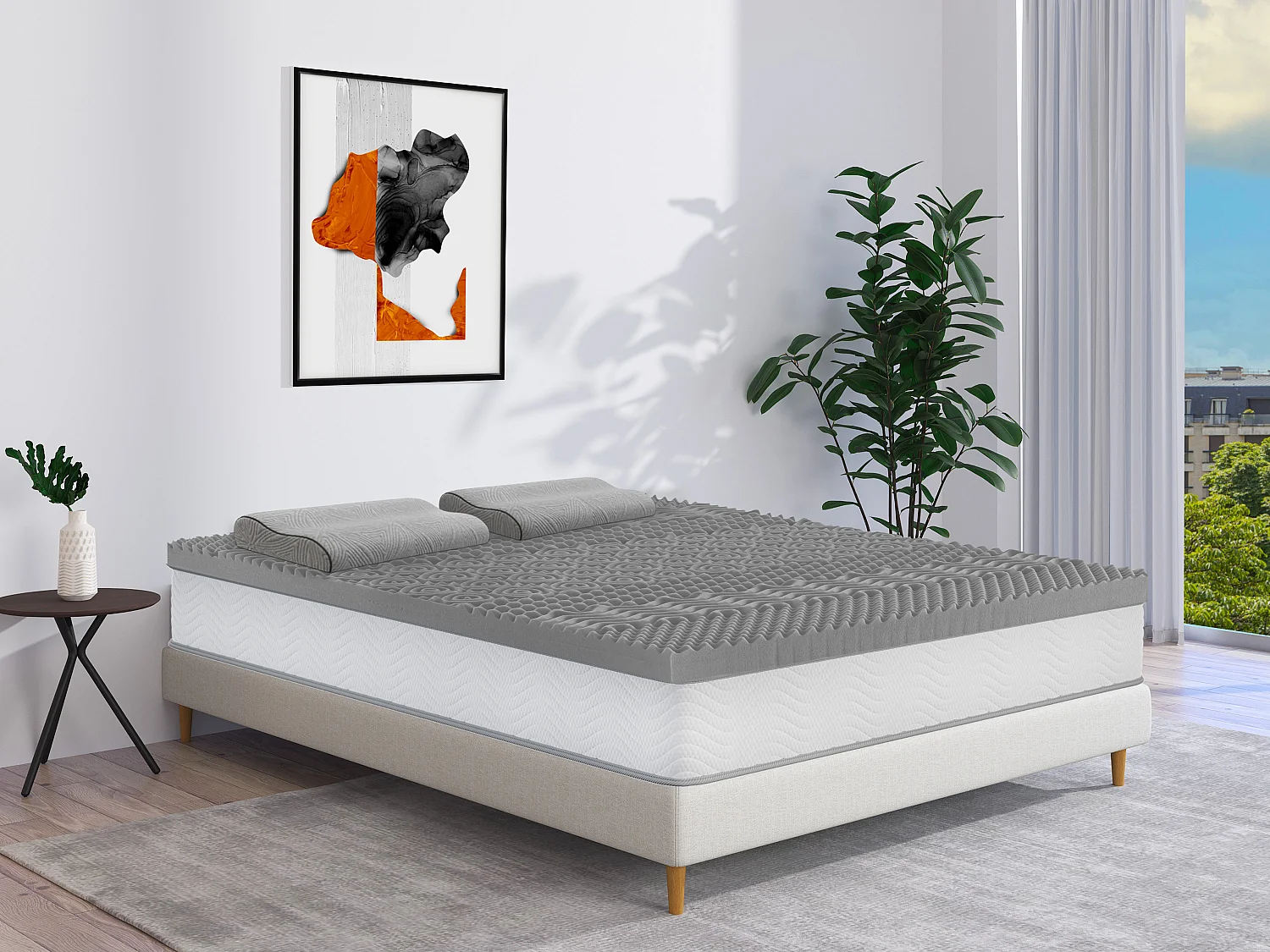 Oreiller ergonomique ferme à mémoire de forme déhoussable 38 kg/m³ - 40 x 60 - Gris - VIANCA