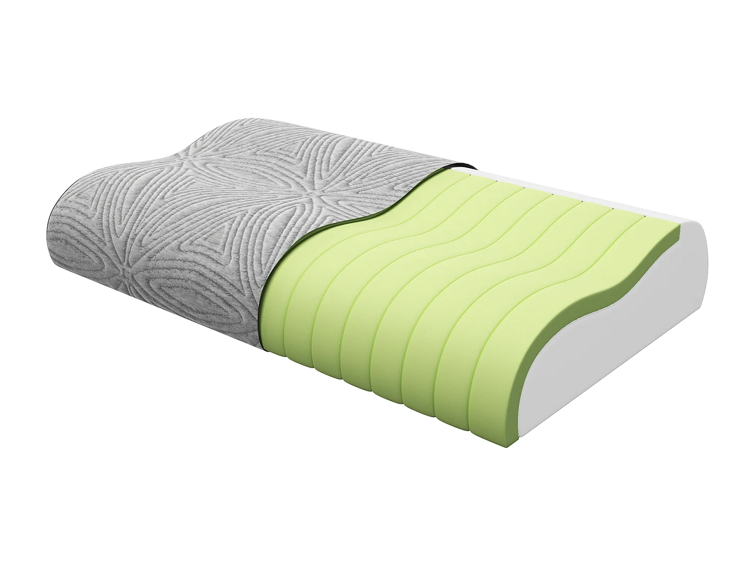 Oreiller ergonomique ferme à mémoire de forme déhoussable 38 kg/m³ - 40 x 60 - Gris - VIANCA