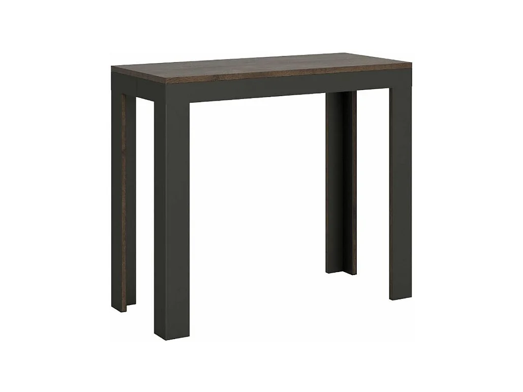 Consola extensible de madera con 4 patas antracita Liva Evolution-Color Marrón-Base y soporte con ruedas-Alargaderas 3 extensiones