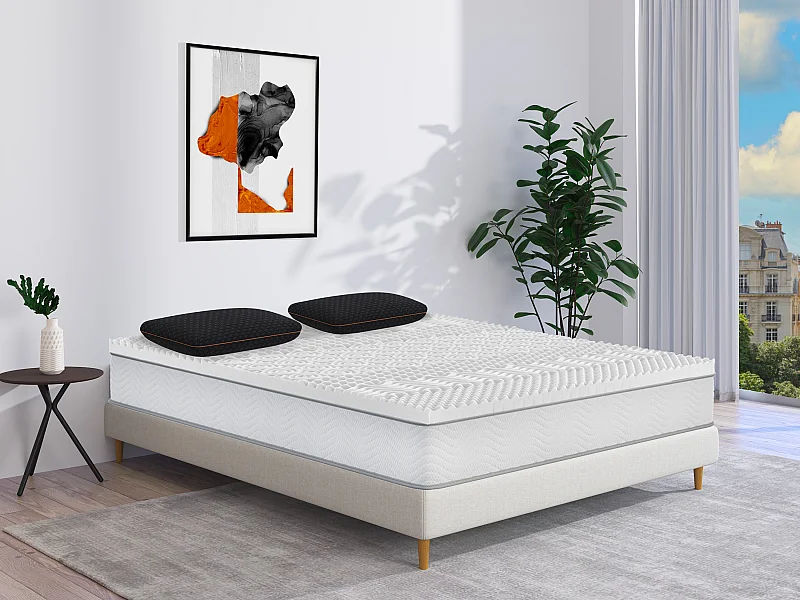 Oreiller respirant à mémoire de forme charbon - Déhoussable - 40 x 60 cm - Noir - BALDIA