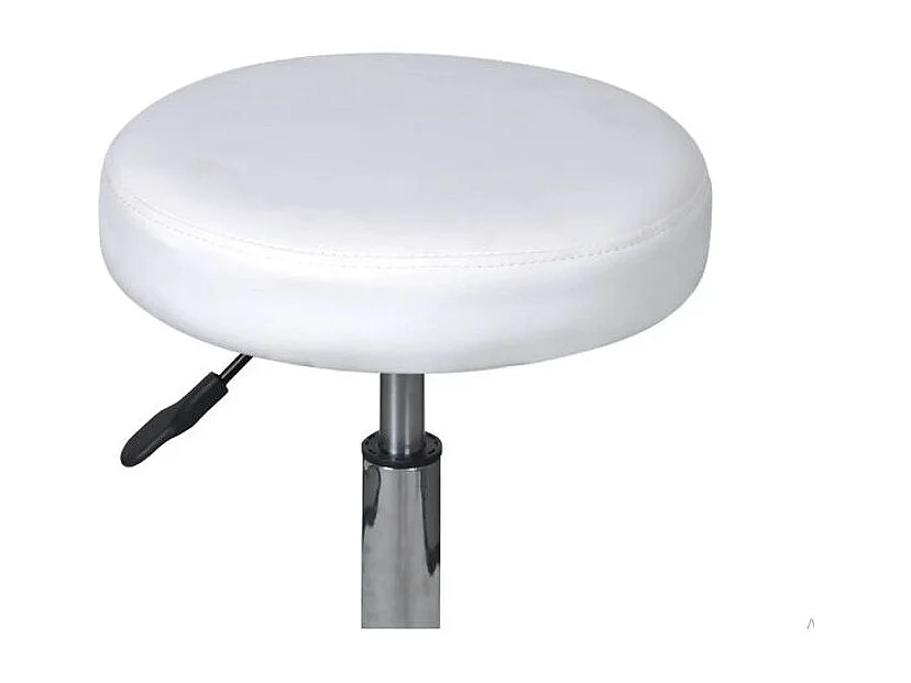 Tabouret bas à roulettes réglable simili cuir blanc Tawen - Lot de 2