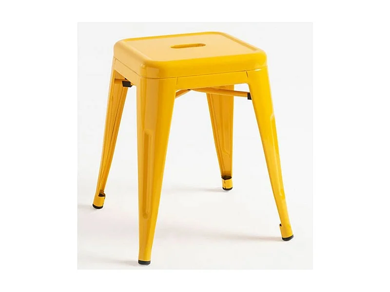 Taburete bajo Barka, acero plateado brillante, 45 cm-Color Amarillo