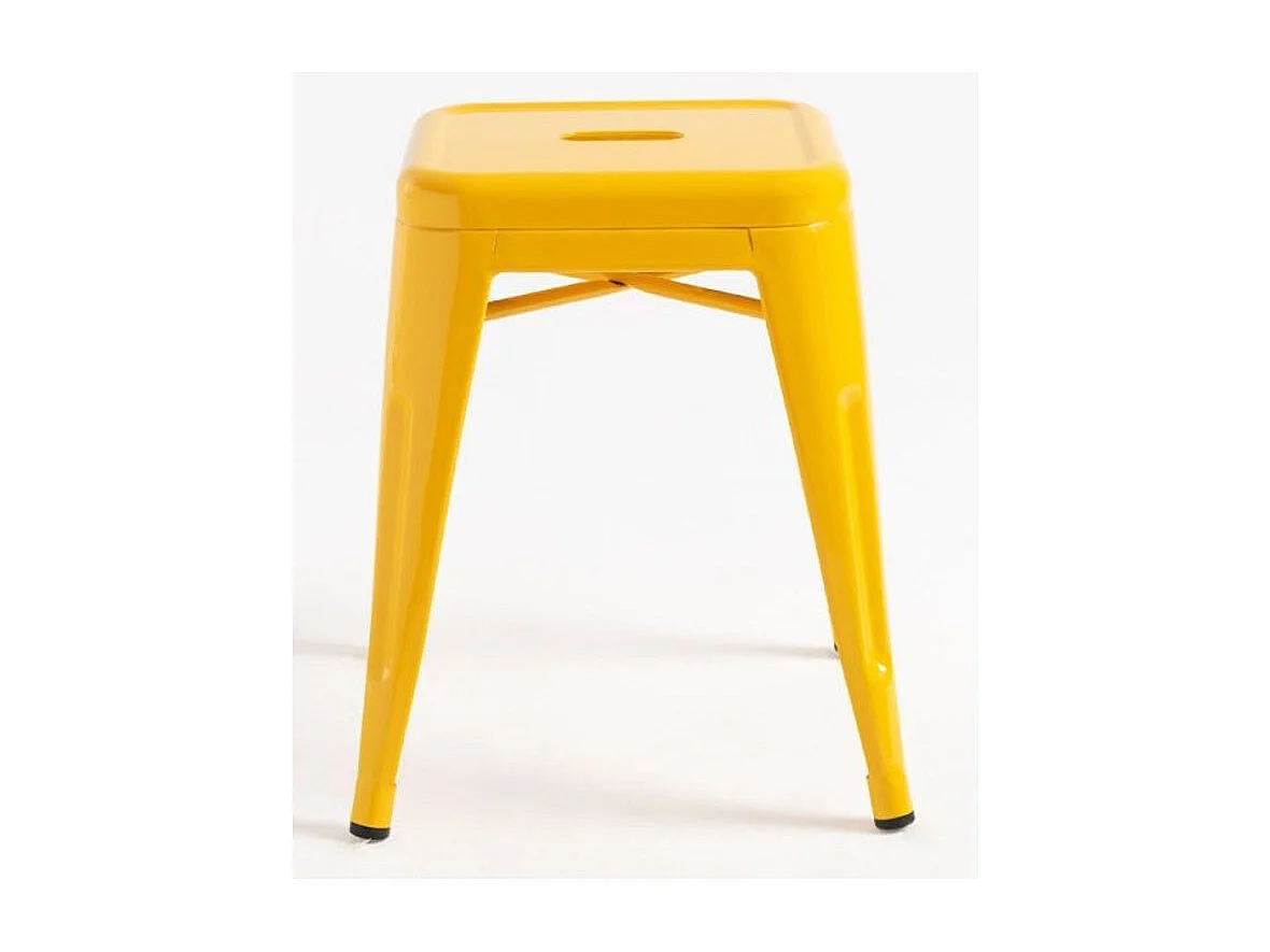 Taburete bajo Barka, acero plateado brillante, 45 cm-Color Amarillo