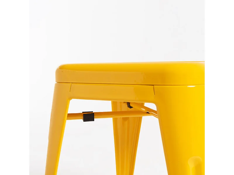 Taburete bajo Barka, acero plateado brillante, 45 cm-Color Amarillo