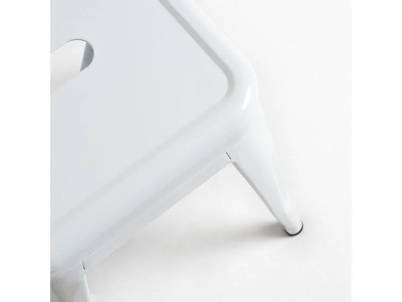 Taburete bajo Barka, acero plateado brillante, 45 cm-Color Blanco
