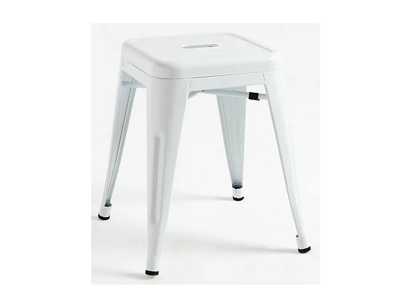 Tabouret bas 45cm Kontoir en acier brillant - Design industriel et élégant-Couleur Blanc